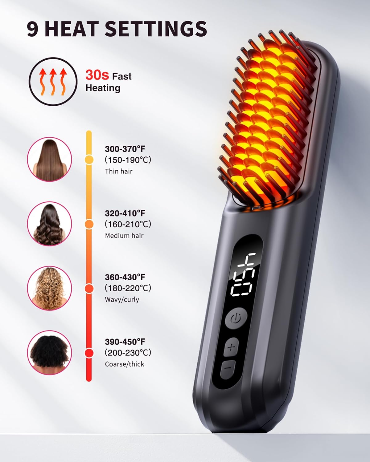 Bopcal Cordless Hair Straightener Brush